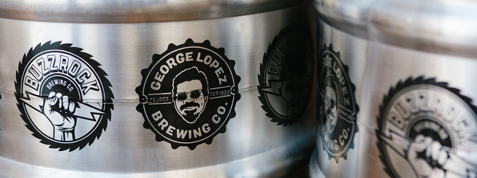 Buzzrock Brewing Co. and George Lopez Brewing Co. kegs at The Brews Hall @ Del Amo