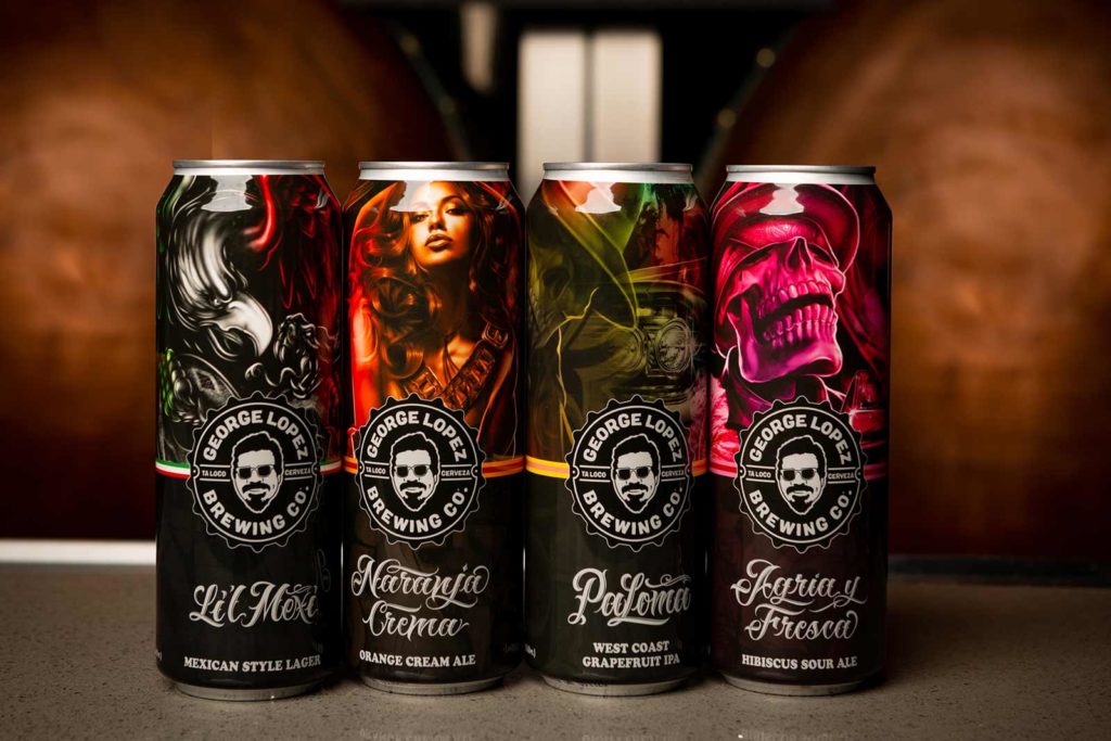 George Lopez Brewing Co. beer cans