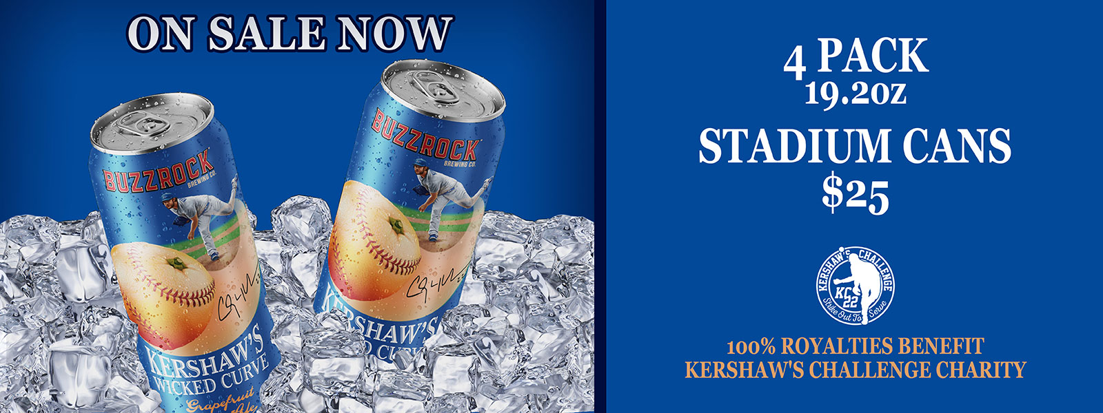 Kershaw's Wicked Curve 4-pack of 19.2 oz stadium cans - on sale now $25