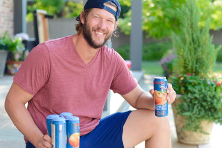 Clayton Kershaw with the new Kershaw's Wicked Curve wheat ale